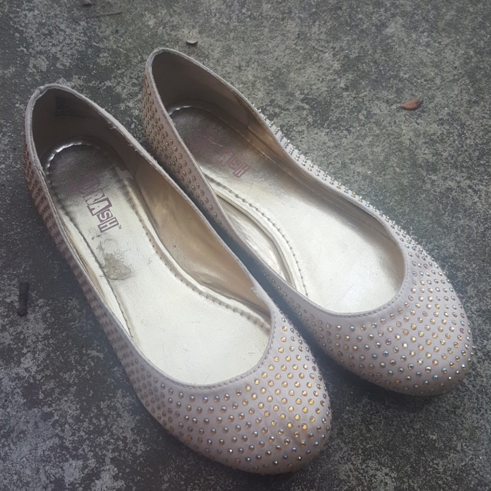 Iridescent studded ballet slipper